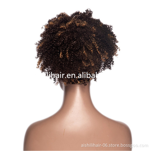 Aishili wholesale synthetic wig blonde brown afro deep curly Leopard headband wigs for black women